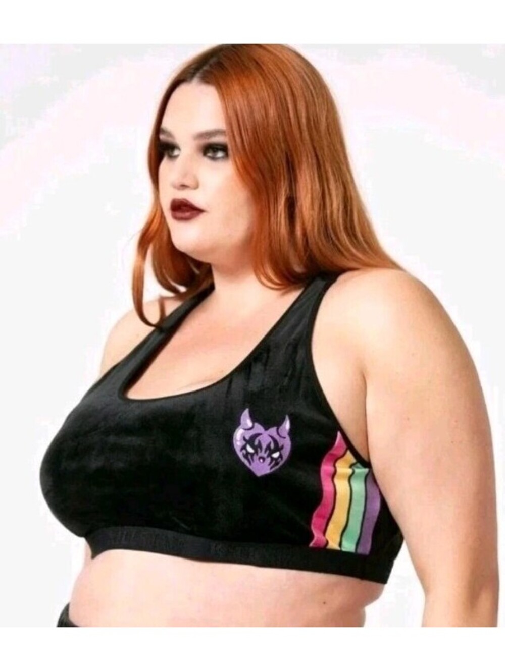 Killstar Groovy Velour Bralet Black With Rainbow Stripes Size 4XL NEW